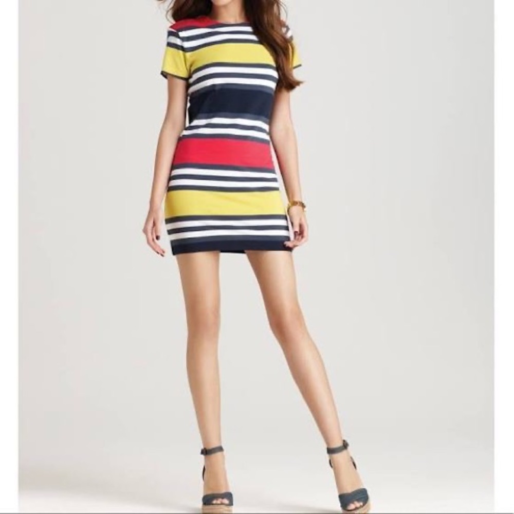 French Connection Multi-Color Striped Short Sleeve Dress